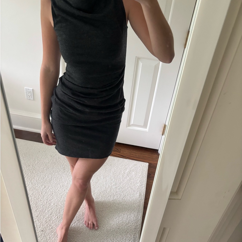 Helmut Lang Gray Sheath Mini Dress Cowl Neck Sleeveless